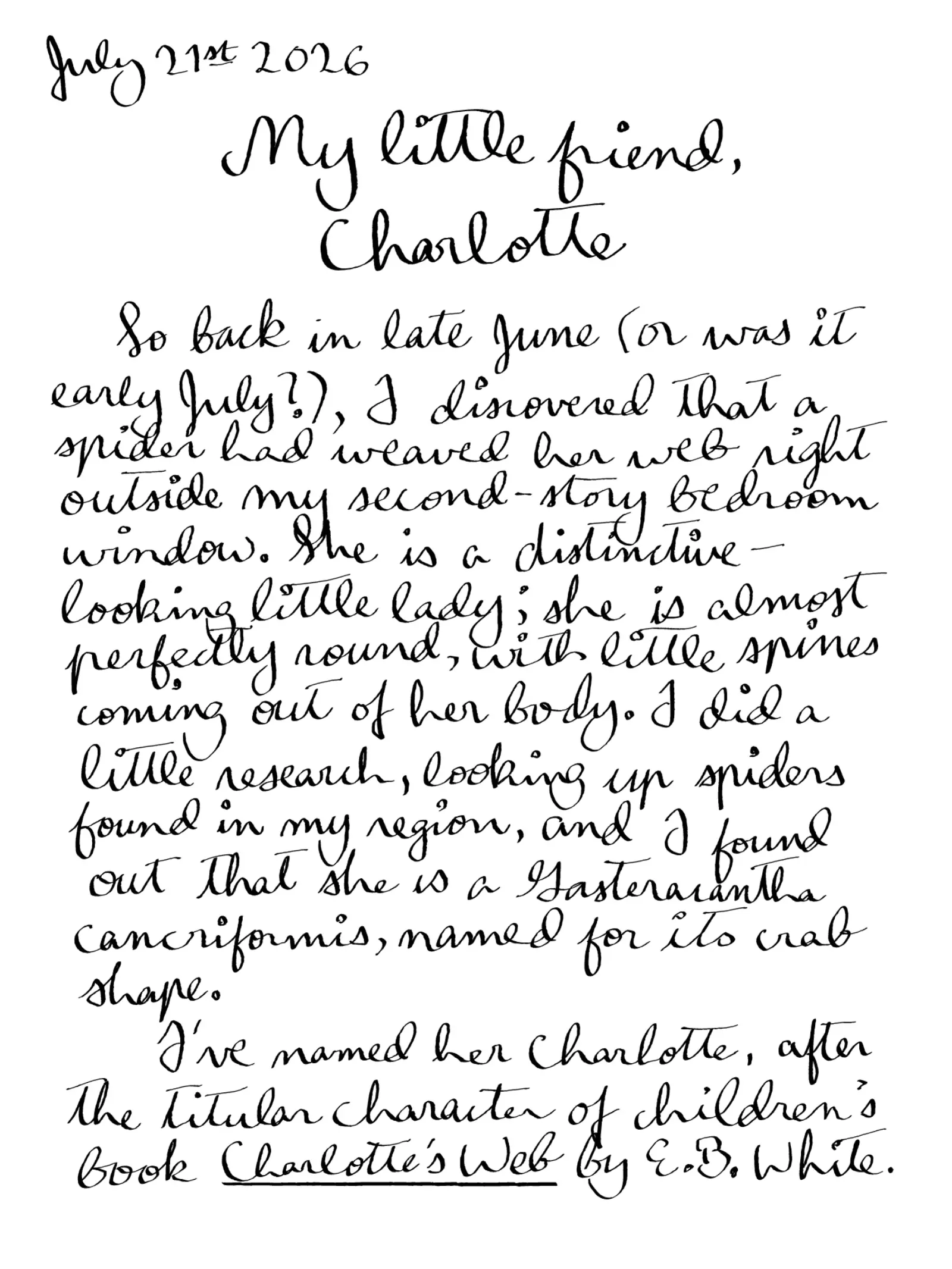 Happenings, handwritten page 1