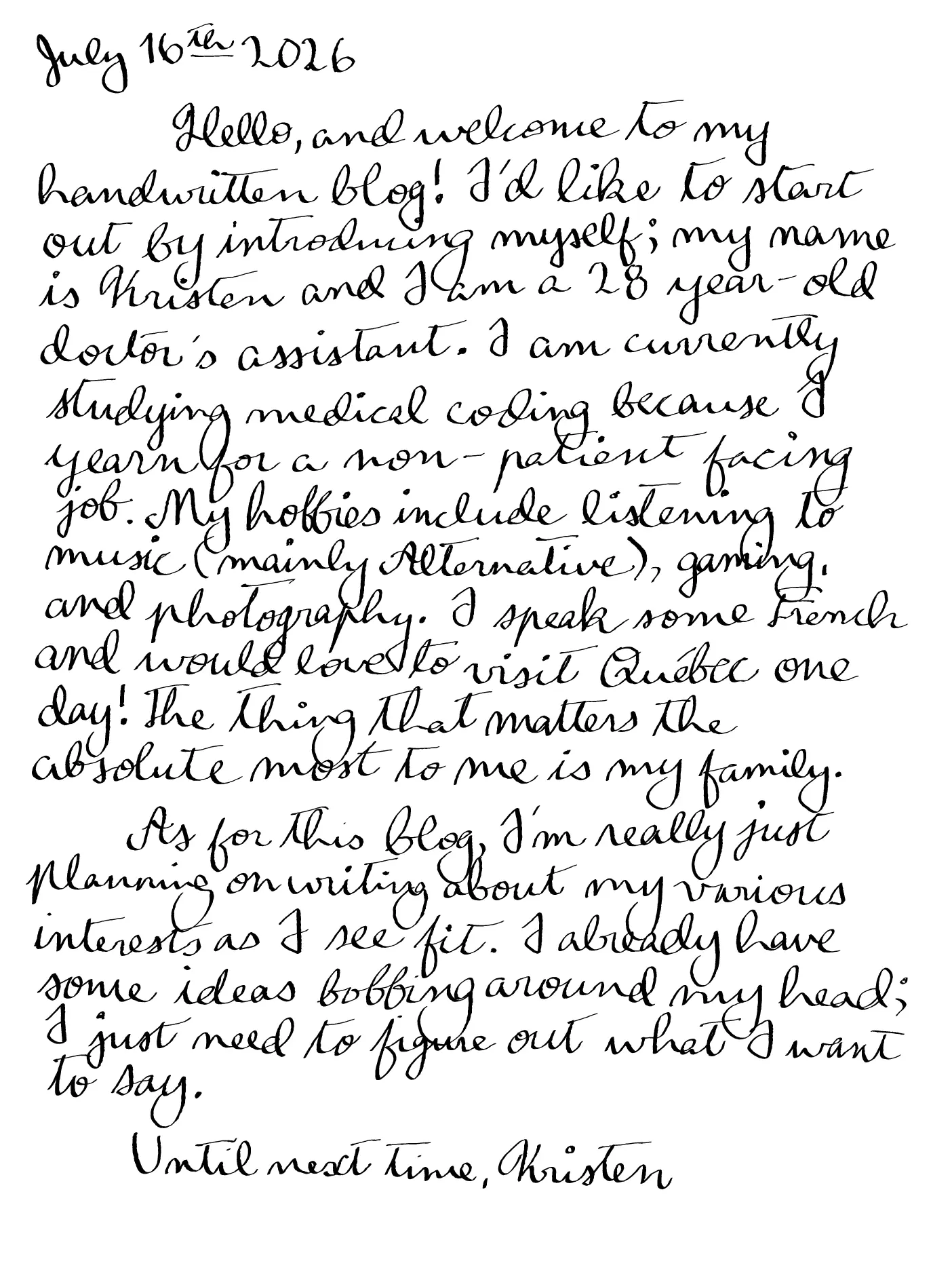 Introduction, handwritten page 1