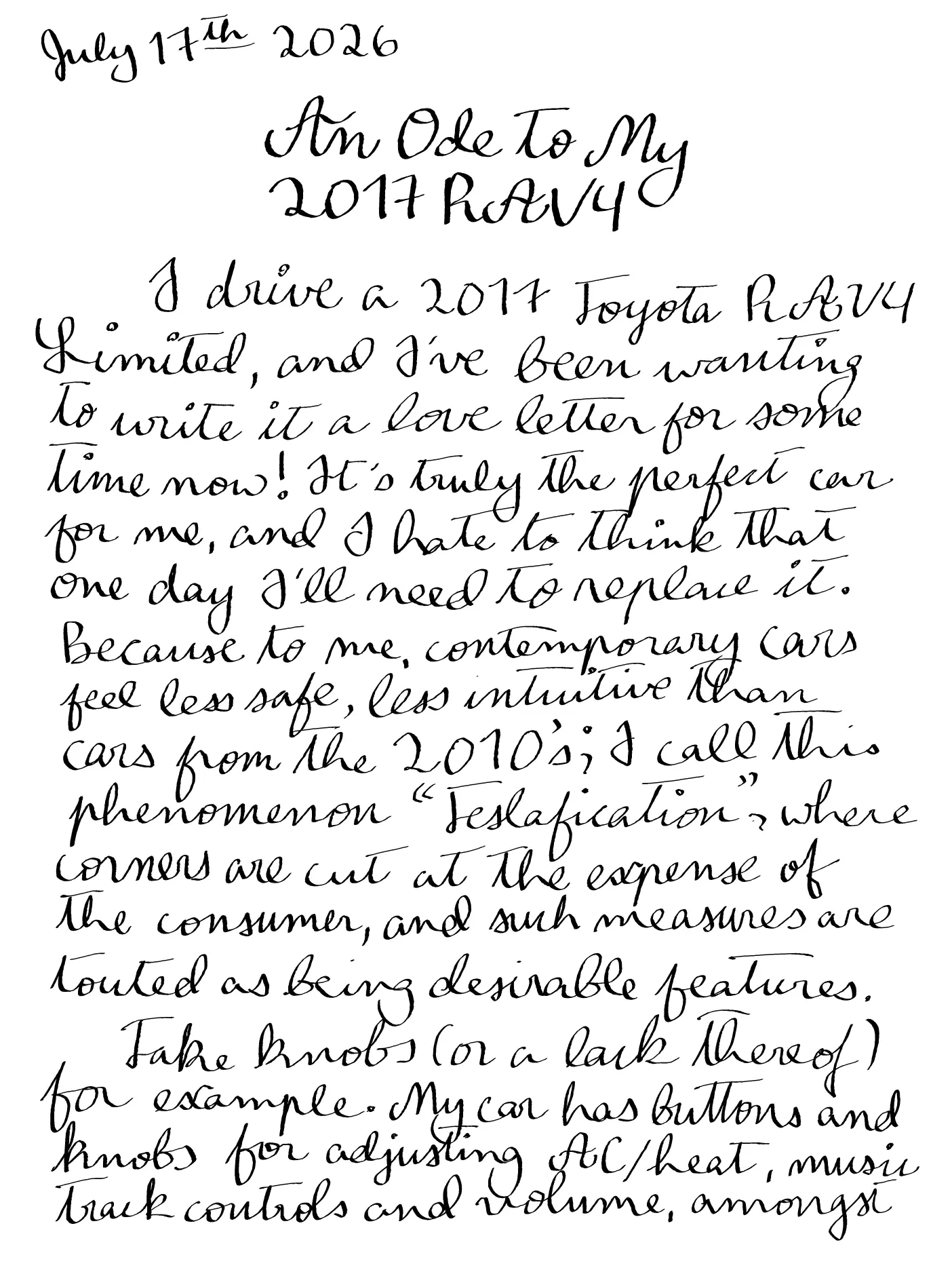 Technology, handwritten page 1